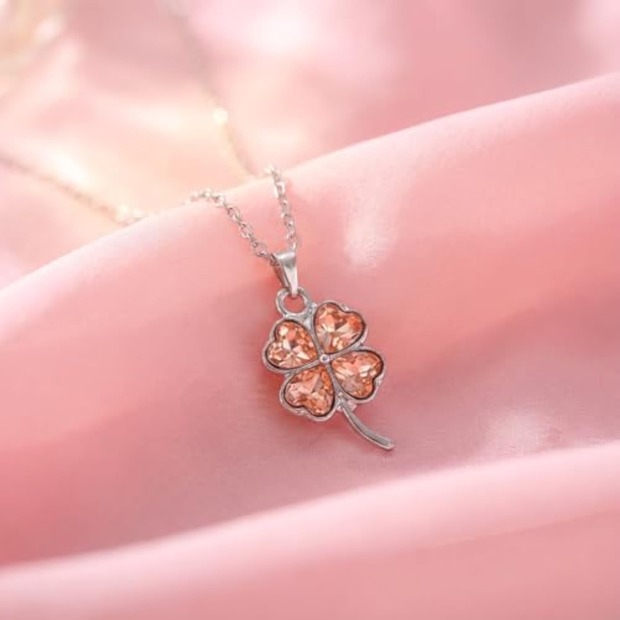 Koeane Crystal Four Leaf Clover Pendant Necklace